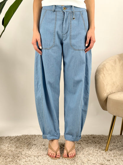 SUSY MIX - PANTALONE CHAMBRAY STELLINA