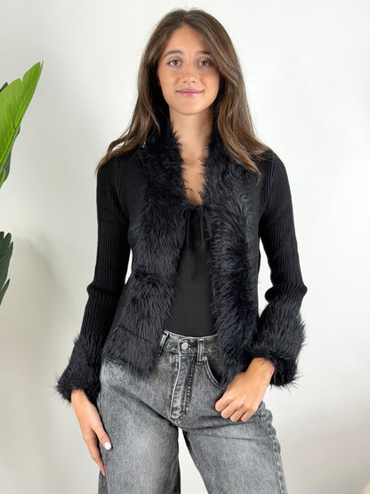 SUSY MIX - CARDIGAN LACCETTO ECOPELLICCIA