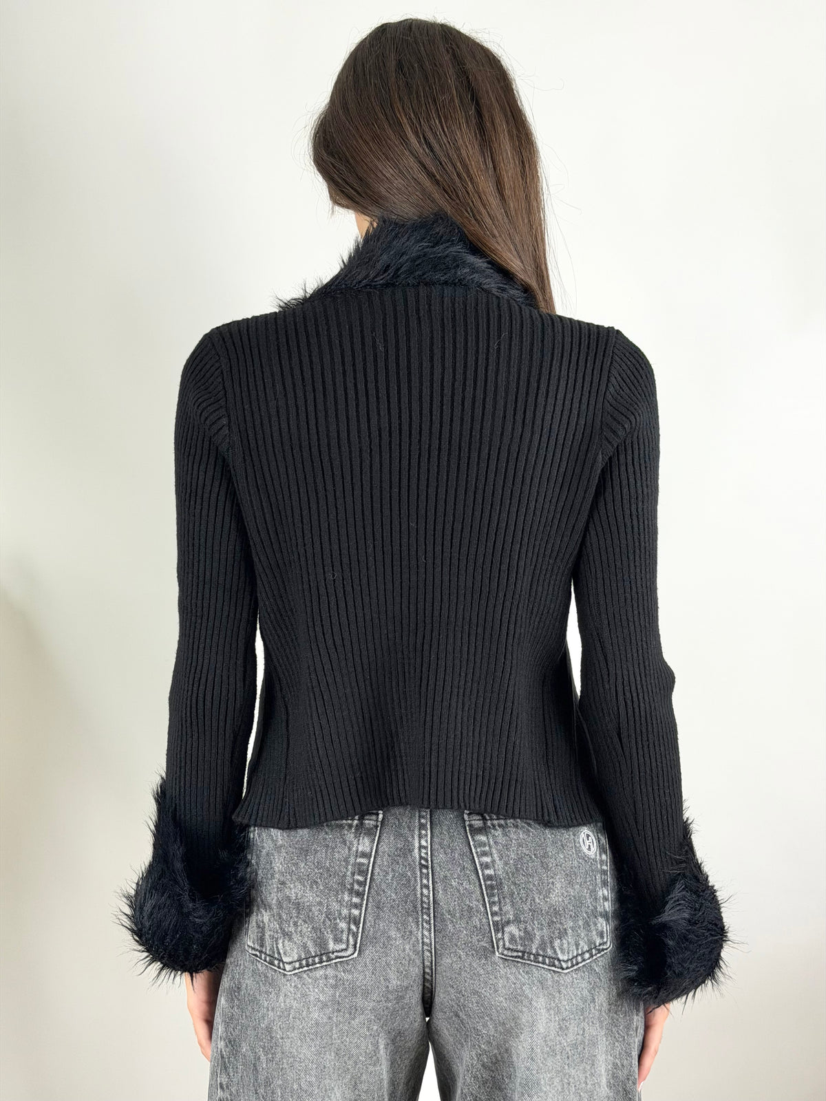 SUSY MIX - CARDIGAN LACCETTO ECOPELLICCIA