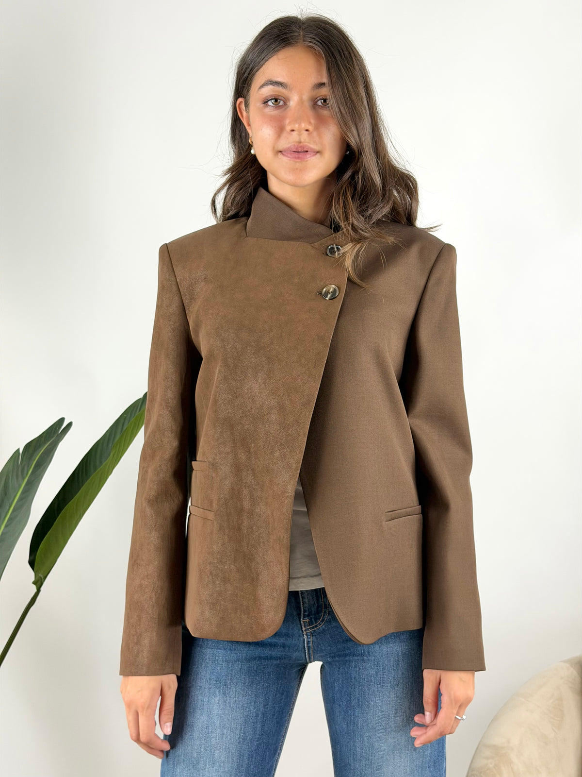 HAVEONE - GIACCA COREANA ASIMMETRICA SUEDE