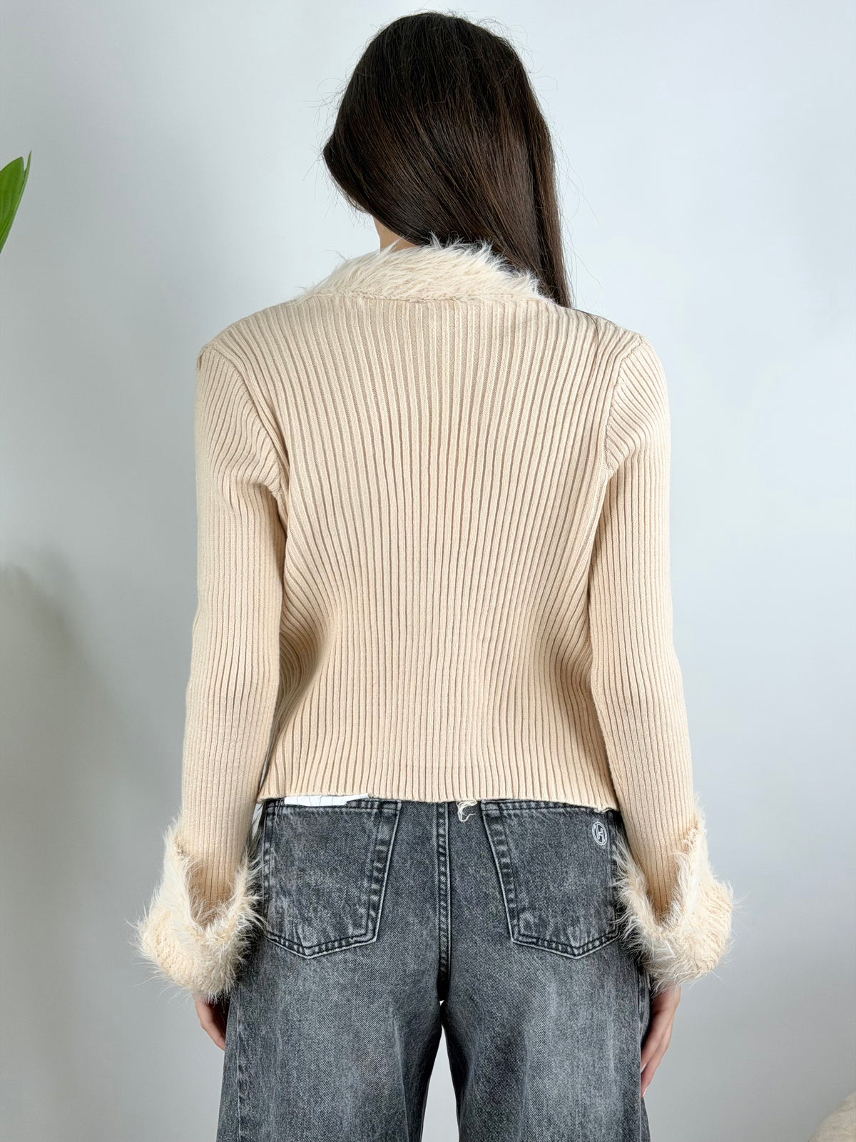 SUSY MIX - CARDIGAN LACCETTO ECOPELLICCIA