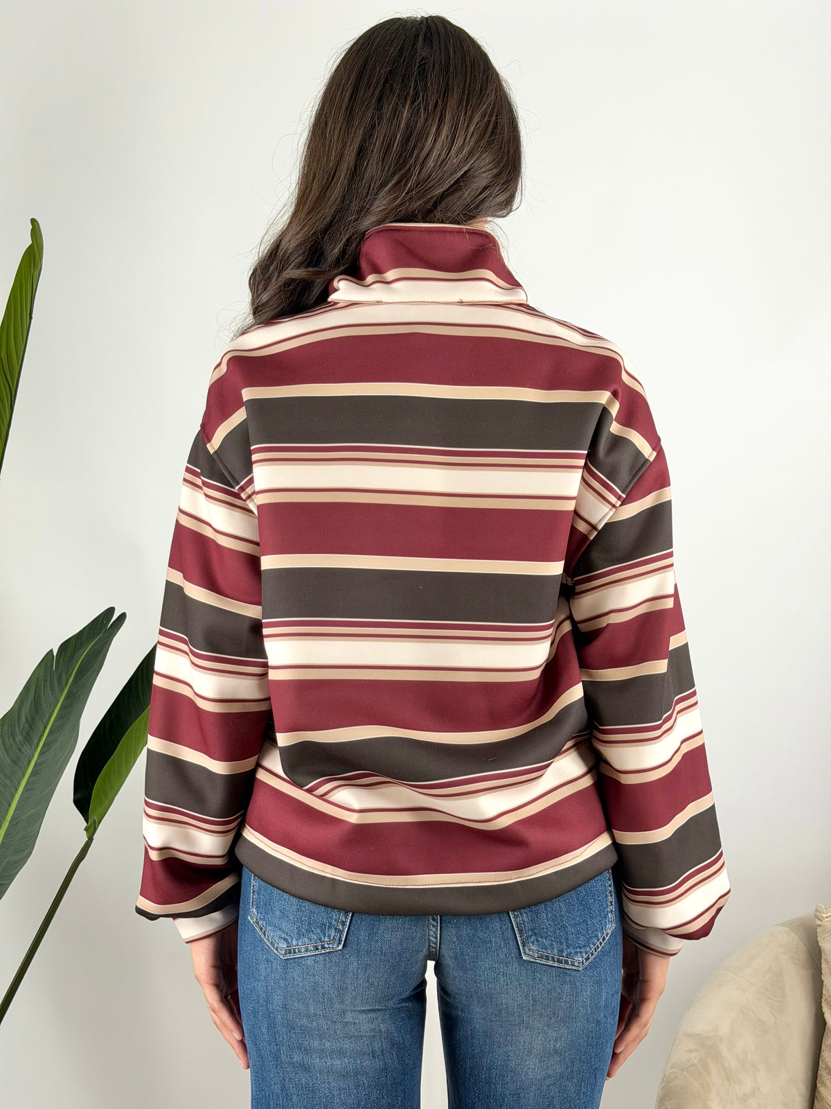 HAVEONE - MAGLIA MEZZA ZIP RIGHE