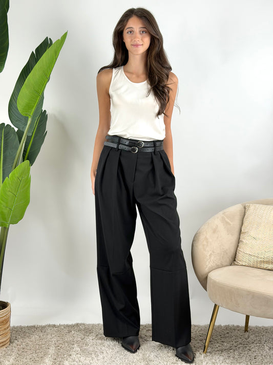 HAVEONE - PANTALONE PIA PALAZZO DOPPIO PASSANTE