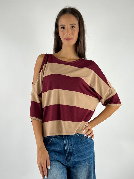 KONTATTO - MAGLIA CUT OUT RIGHE