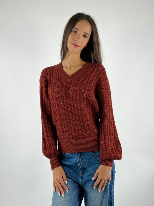 SUSY MIX - MAGLIA AJOURÉ MICRO PAILLETTES