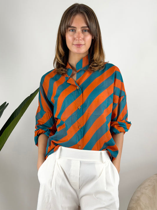 DEVA - CAMICIA MUSSOLA RIGHE DIAGONALI