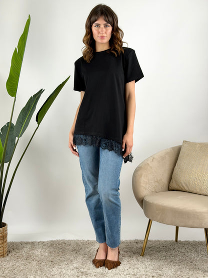 SUSY MIX - T-SHIRT ASIMMETRCA PIZZO