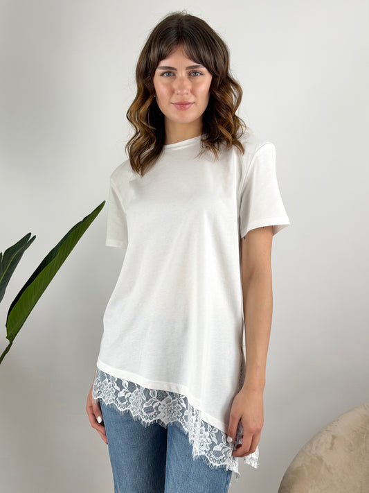 SUSY MIX - T-SHIRT ASIMMETRCA PIZZO