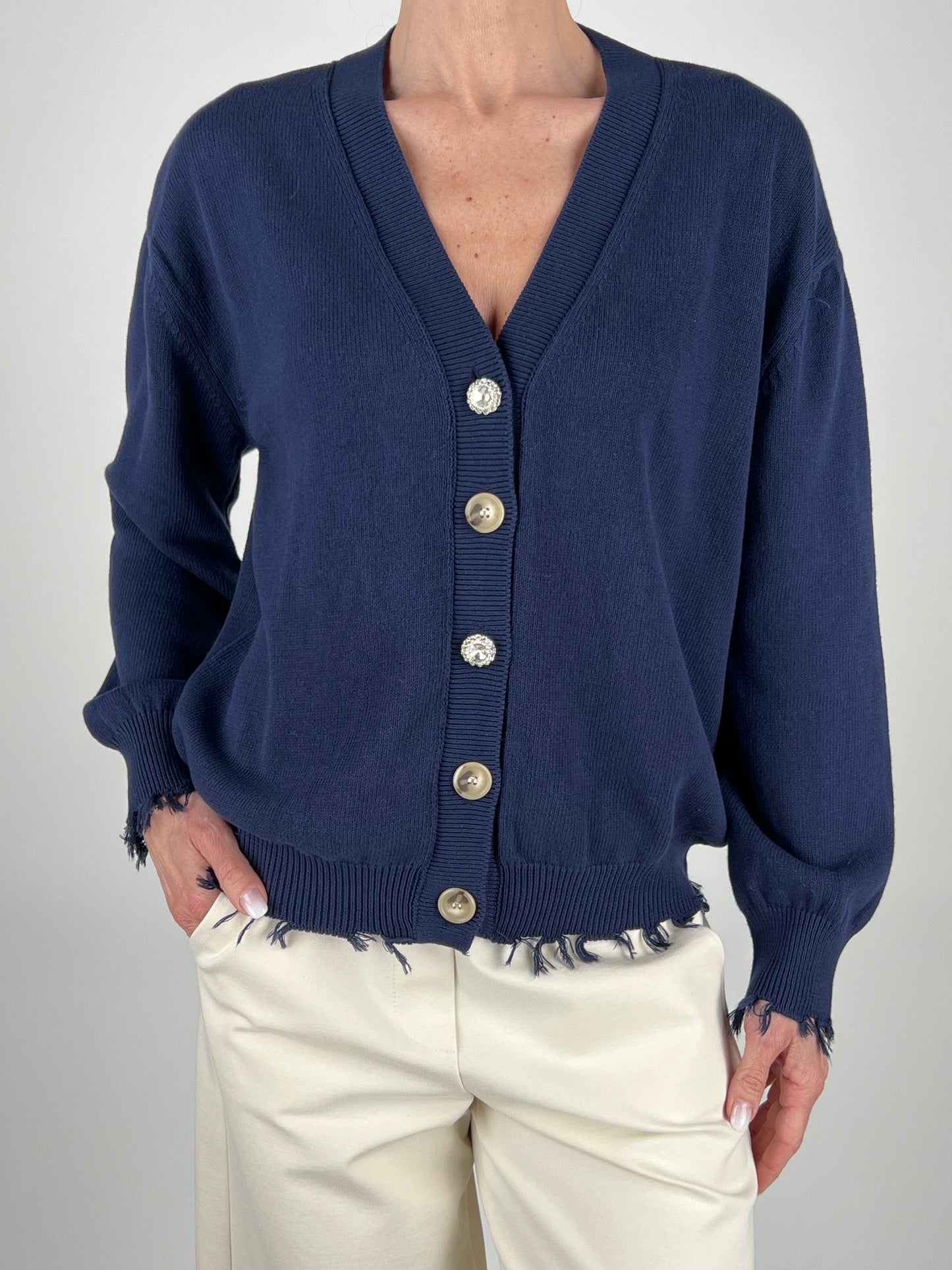 VICOLO - CARDIGAN GIOIELLO SFRANGIATO