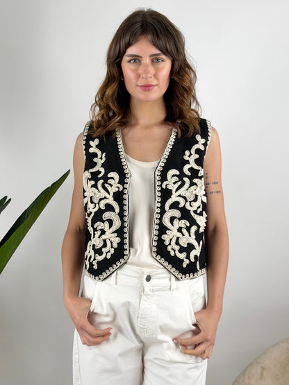 SUSY MIX - GILET RICAMI PERLINE