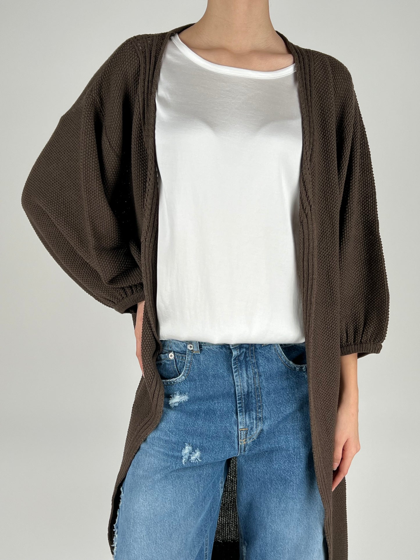 HAVEONE - MAXI CARDIGAN PUNTO RISO