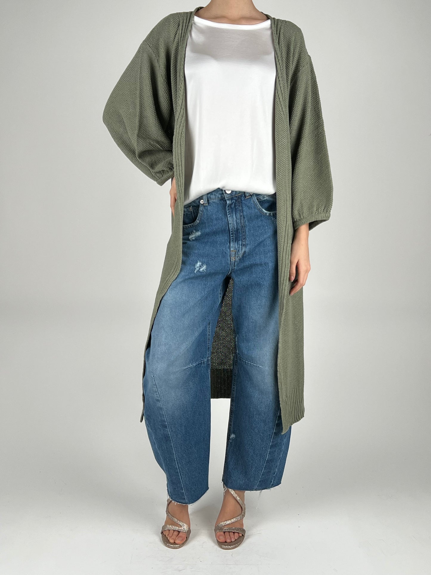 HAVEONE - MAXI CARDIGAN PUNTO RISO