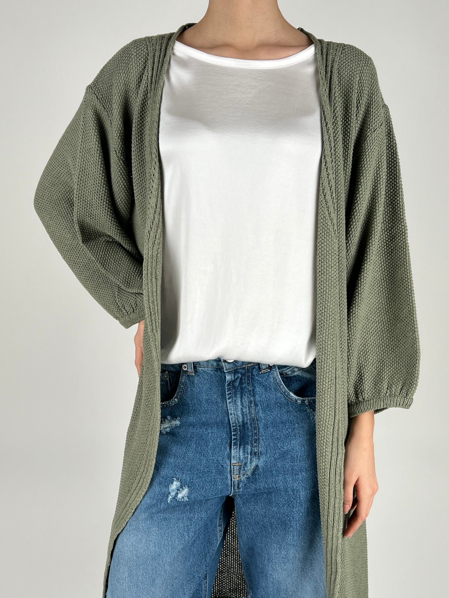 HAVEONE - MAXI CARDIGAN PUNTO RISO