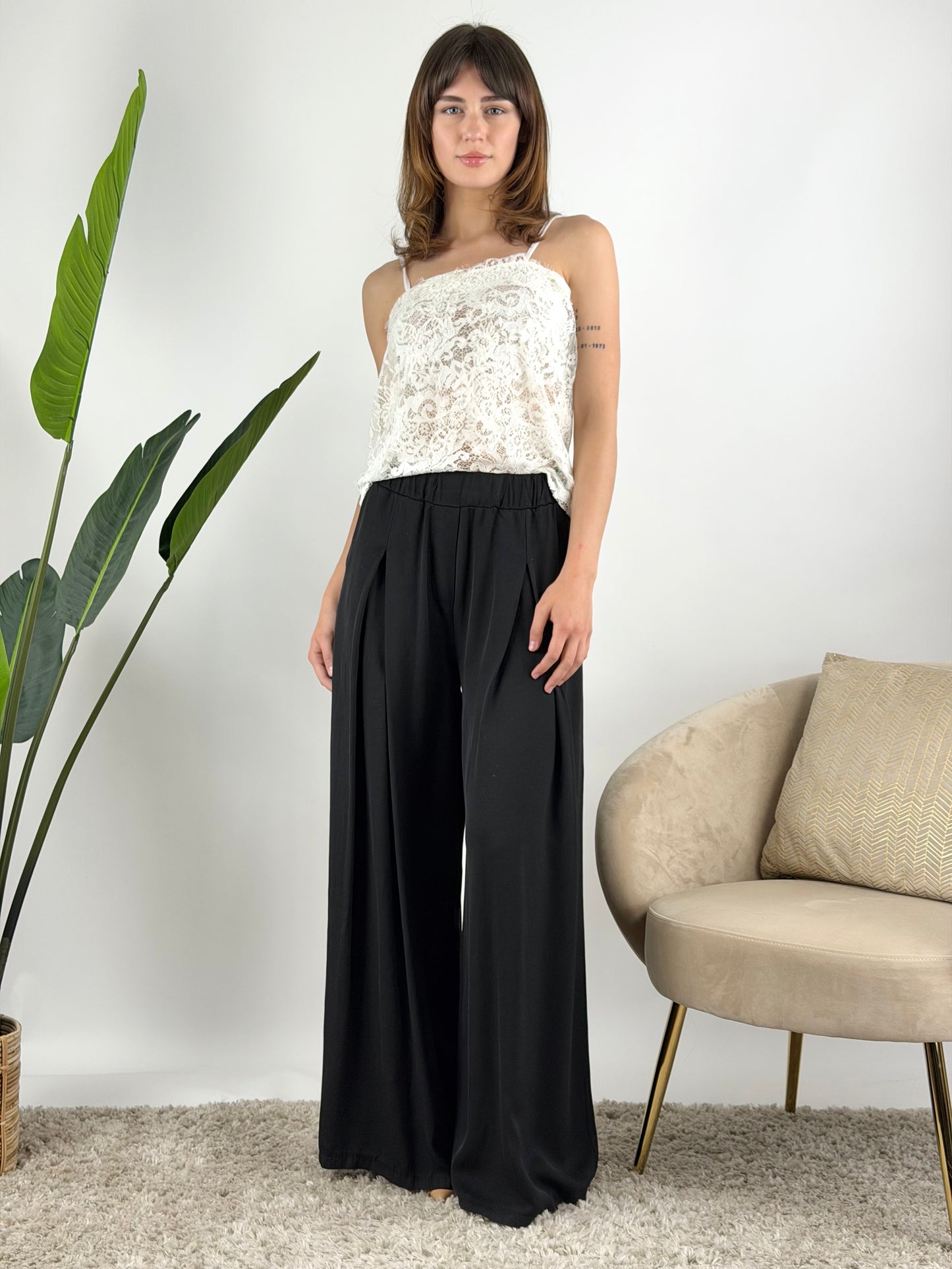 DEVA - PANTALONE PALAZZO DOPPIA PINCES