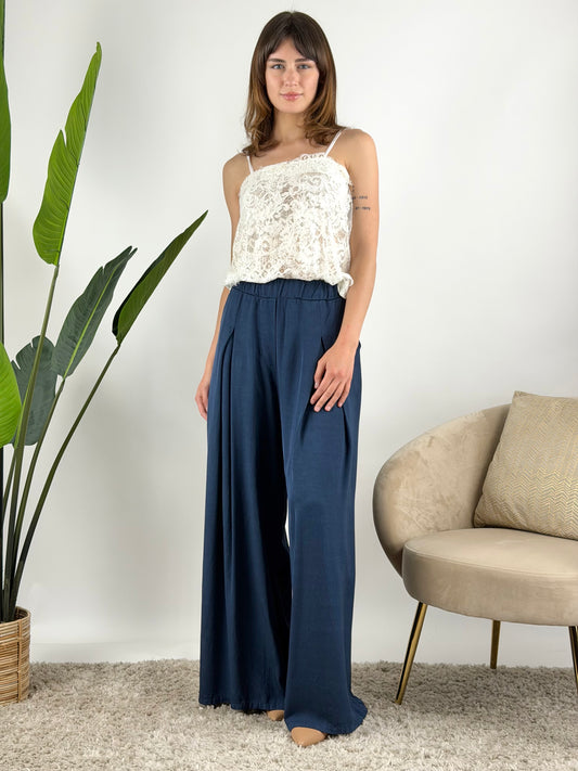 DEVA - PANTALONE PALAZZO DOPPIA PINCES