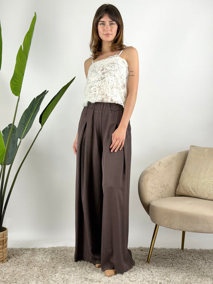 DEVA - PANTALONE PALAZZO DOPPIA PINCES