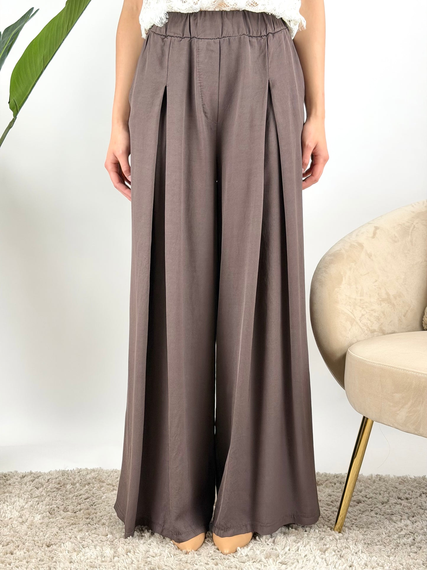 DEVA - PANTALONE PALAZZO DOPPIA PINCES
