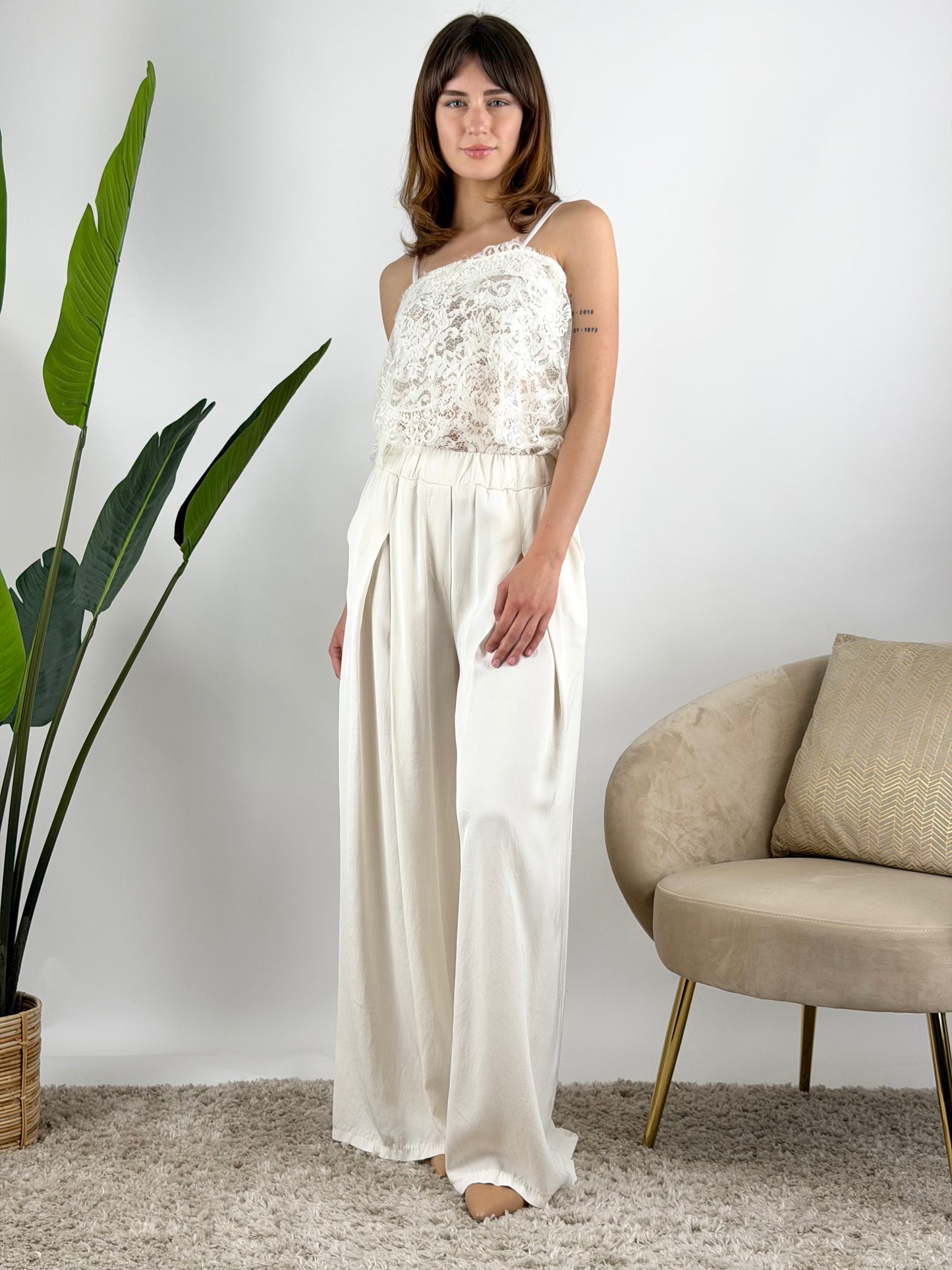 DEVA - PANTALONE PALAZZO DOPPIA PINCES