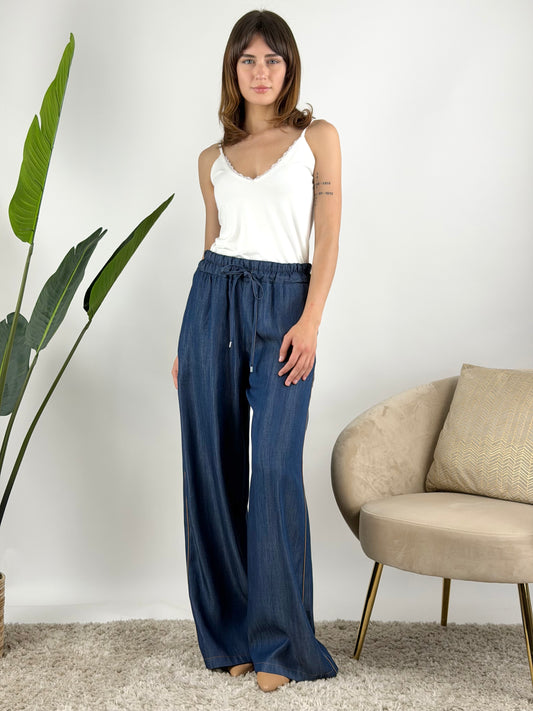 MOTEL - PANTALONE PALAZZO CHAMBRAY