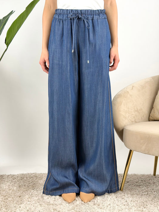 MOTEL - PANTALONE PALAZZO CHAMBRAY