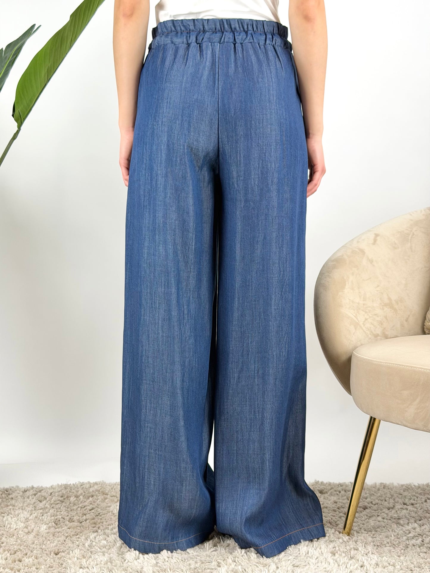 MOTEL - PANTALONE PALAZZO CHAMBRAY