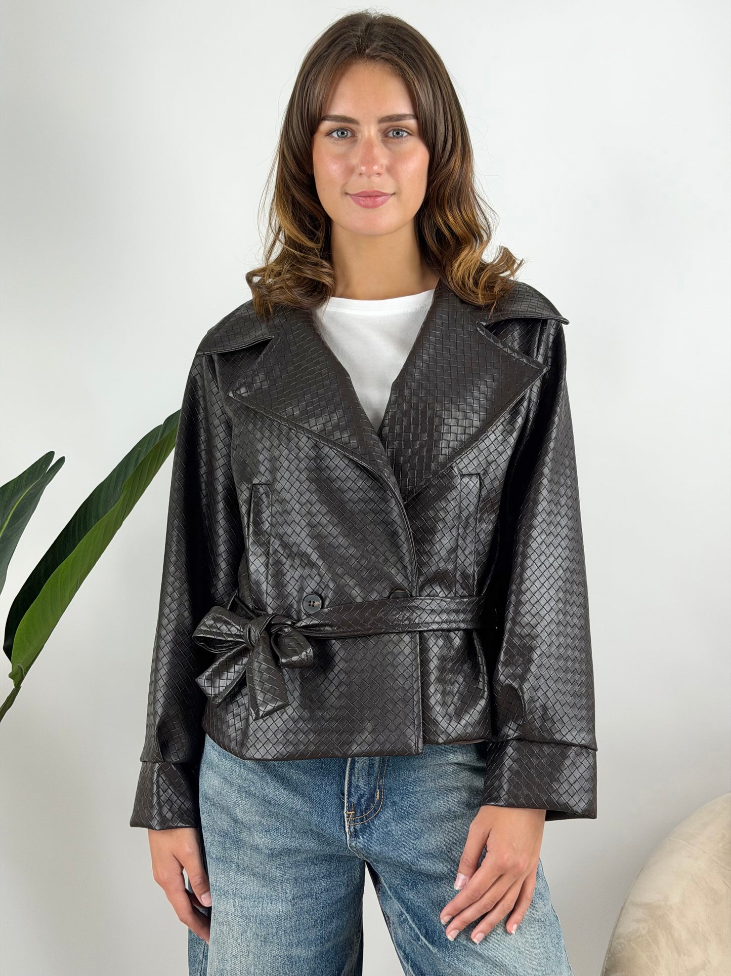 DEVA - TRENCH ECOPELLE INTRECCIATO