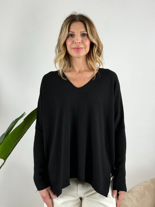 KONTATTO - MAGLIA SCOLLO V FRANGE