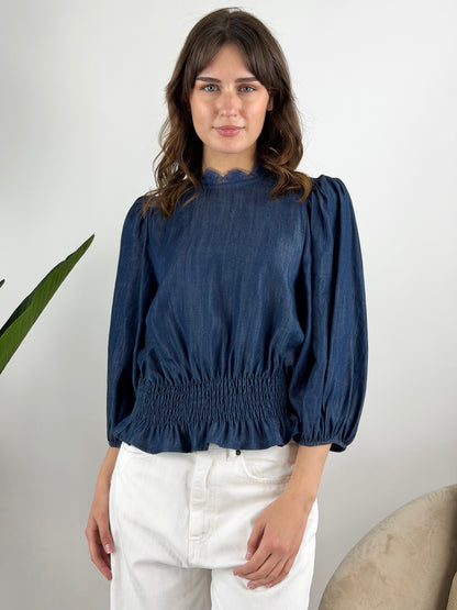 TENSIONE IN - BLUSA ELASTICO CHAMBRAY