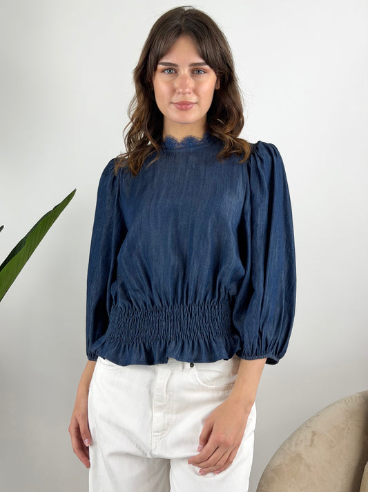 TENSIONE IN - BLUSA ELASTICO CHAMBRAY