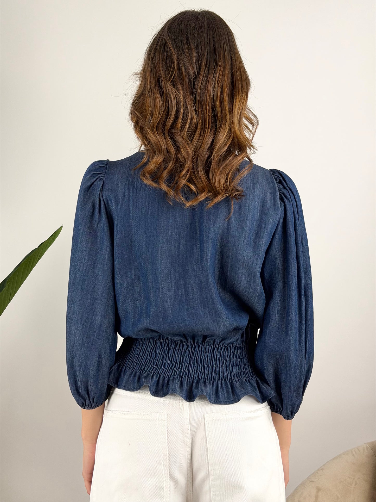 TENSIONE IN - BLUSA ELASTICO CHAMBRAY