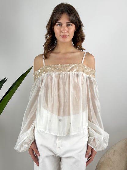 TENSIONE IN - BLUSA CUT OUT PAILLETTES