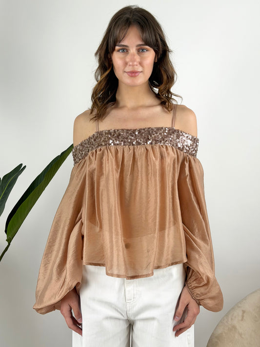 TENSIONE IN - BLUSA CUT OUT PAILLETTES