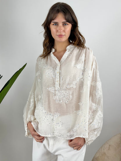 DEVA - CAMICIA RICAMI E PAILLETTES