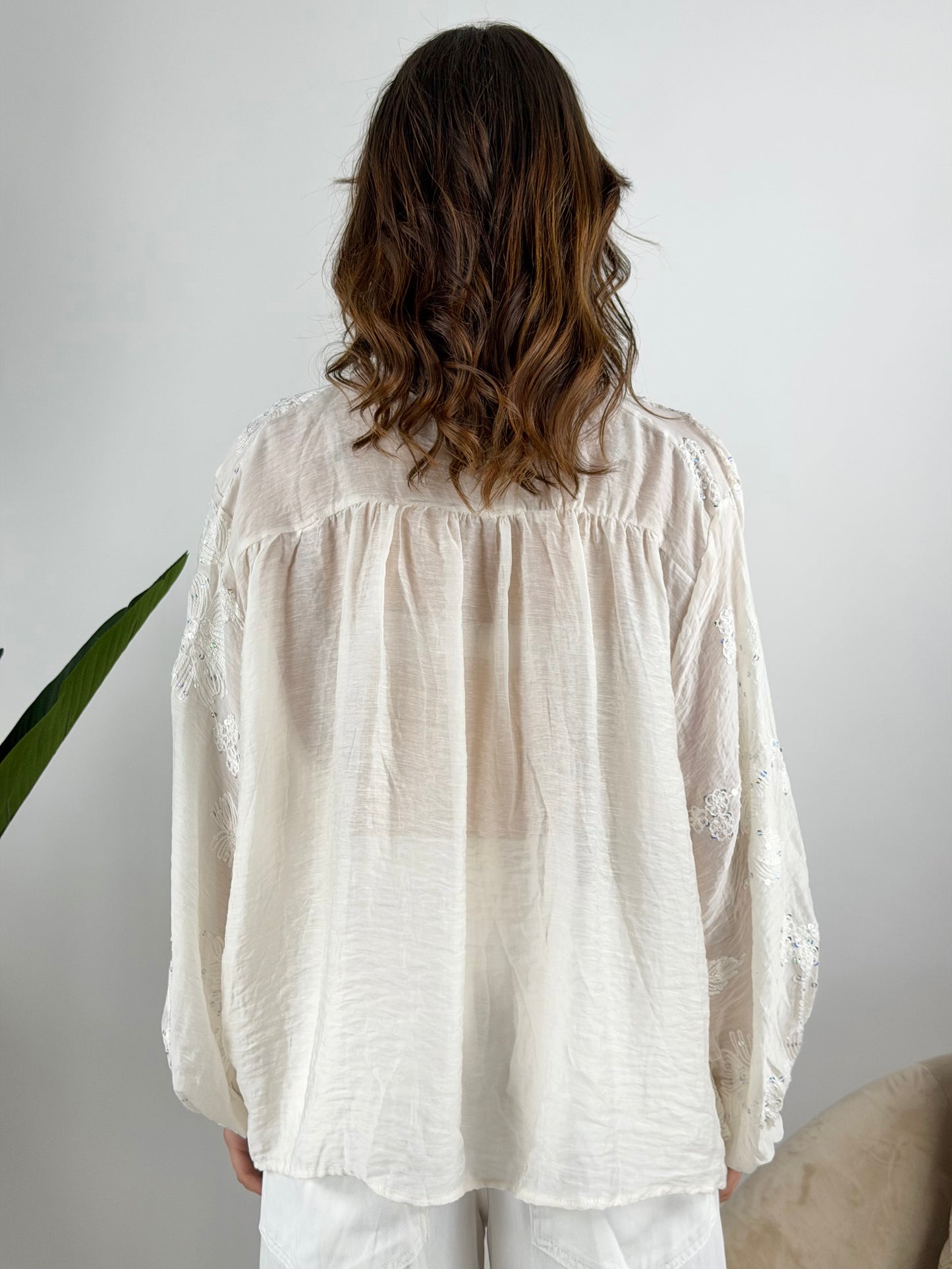 DEVA - CAMICIA RICAMI E PAILLETTES