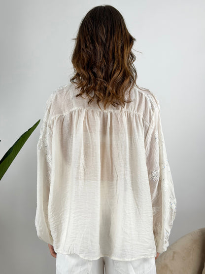 DEVA - CAMICIA RICAMI E PAILLETTES
