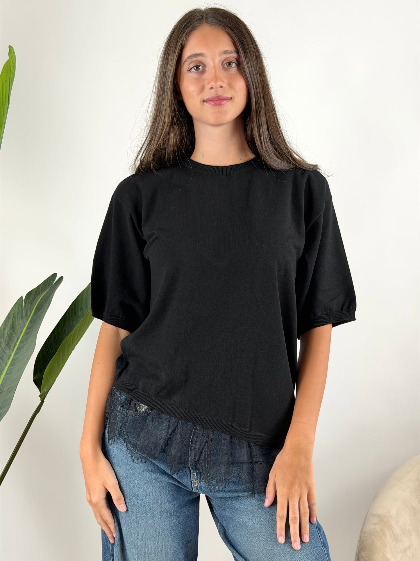 KONTATTO - MAGLIA ASIMMETRICA PIZZO