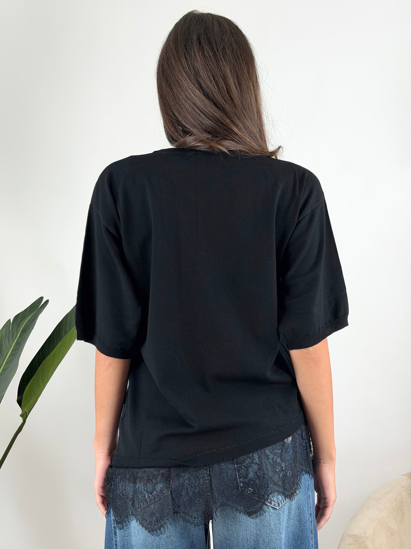KONTATTO - MAGLIA ASIMMETRICA PIZZO